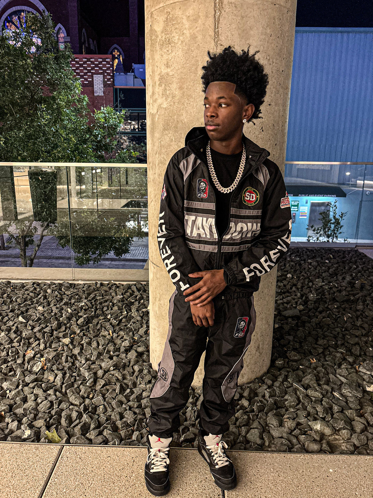 "TEAM 8" Black and Gray Windbreakers set with Detachable Hood