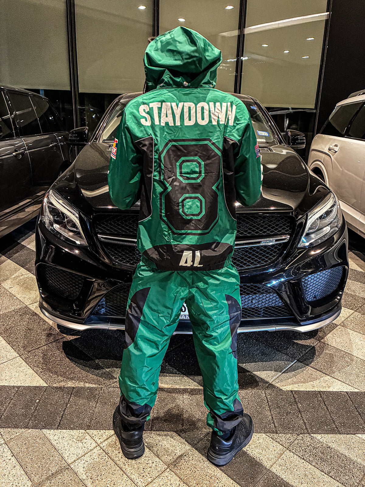 “Team 8” Green and Black Windbreaker set