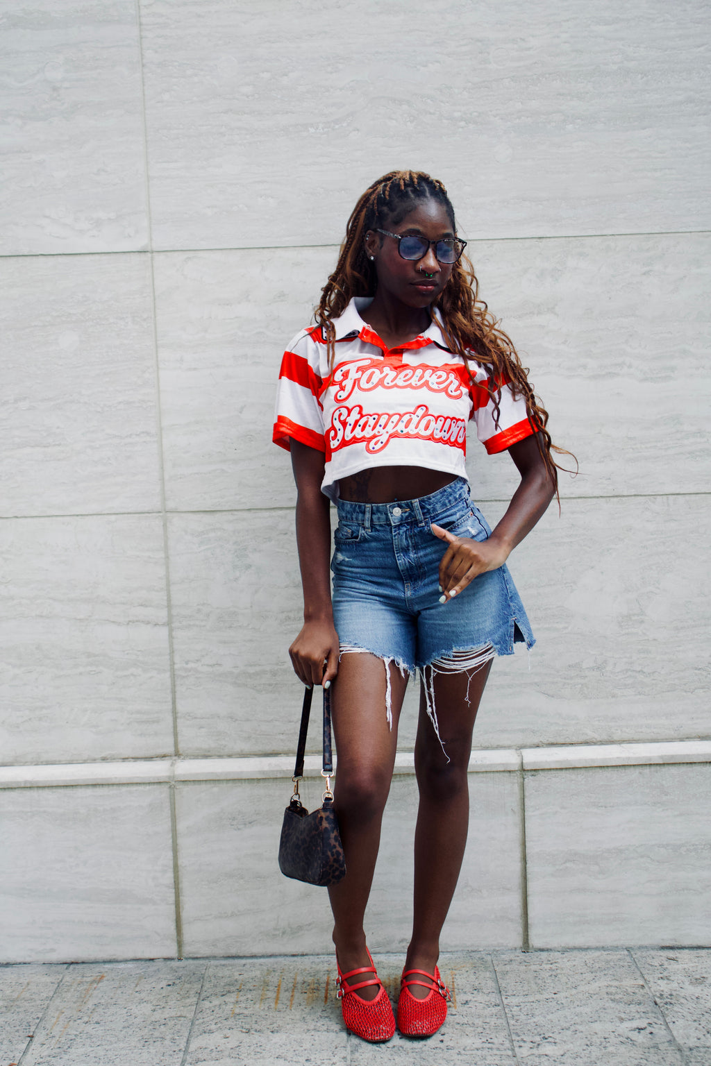 “Pretty Girl Love Staydown” Red Cropped polo