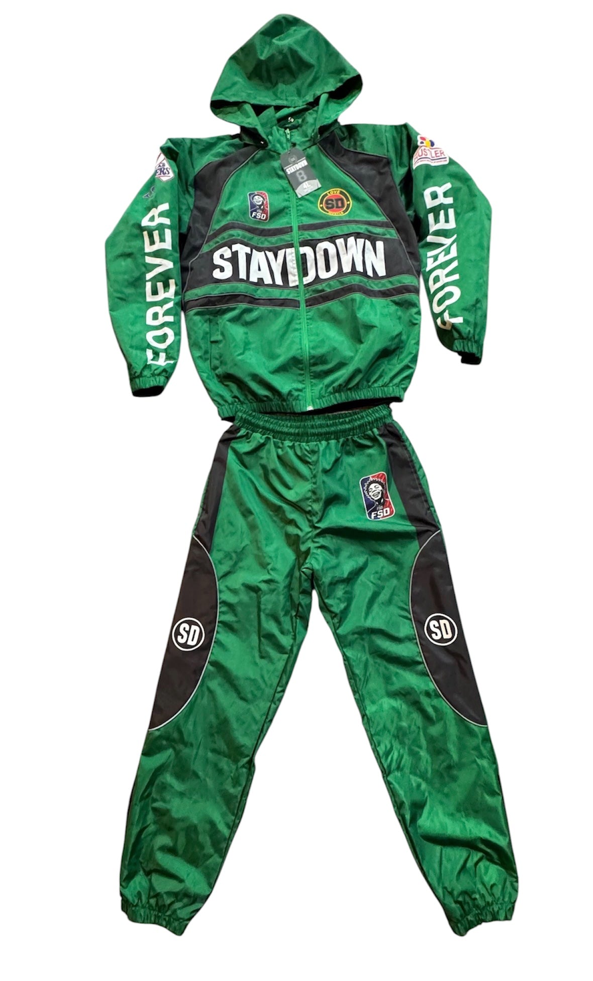 “Team 8” Green and Black Windbreaker set