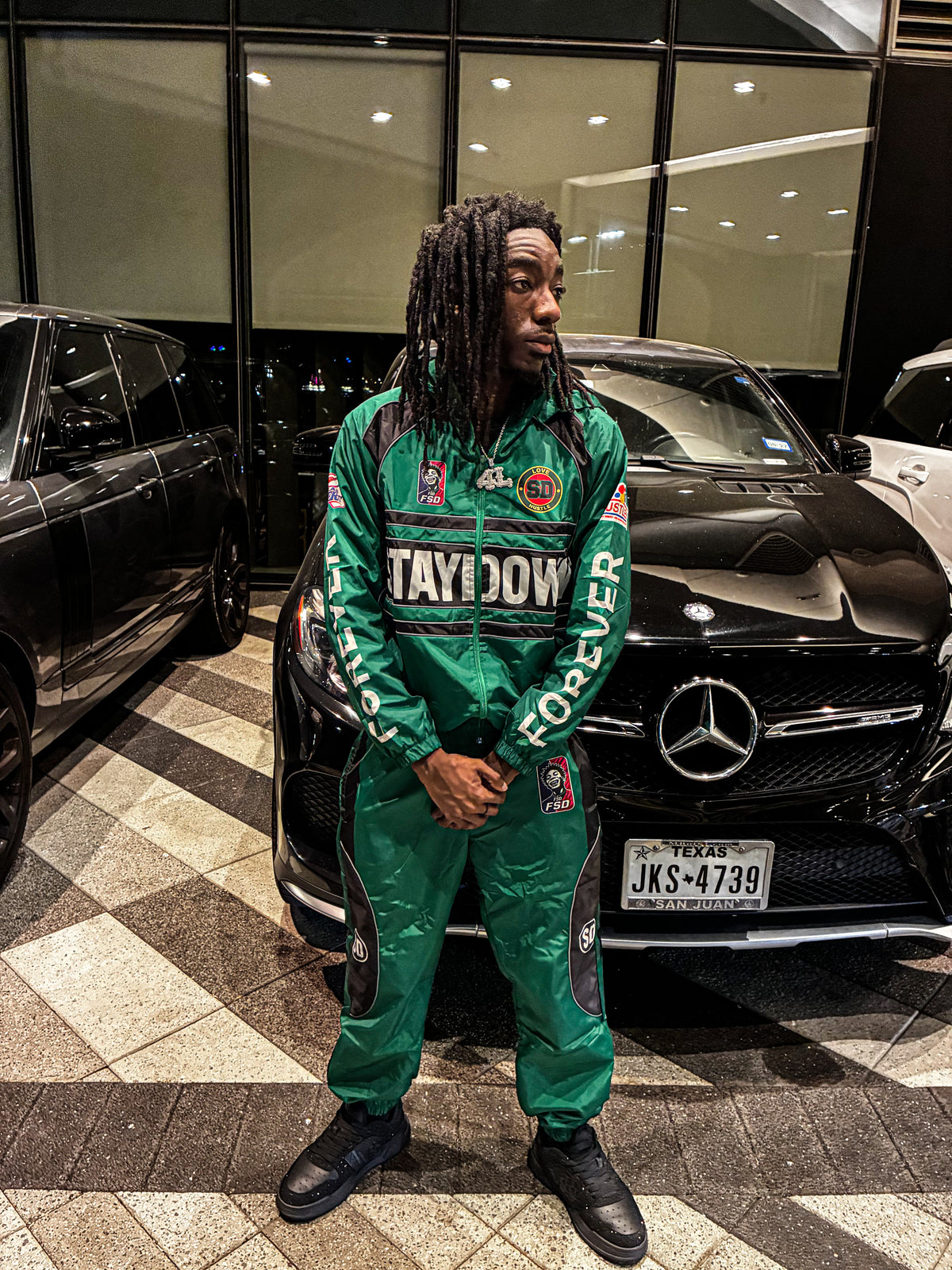 “Team 8” Green and Black Windbreaker set